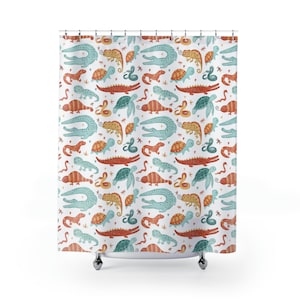 Snake Shower Curtain, Antique Reptile Print on a Fabric Curtain for the  Bathroom, Vintage Decor. VIN005 