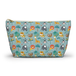 Jungle Animals Printed Accessory Pouch w T-bottom