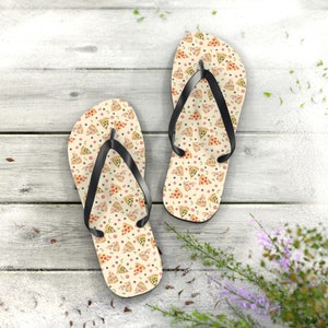 Pizza Party Print Flip Flops - beach sandals, shower shoes, casual footwear, poolside