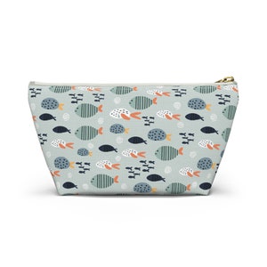 Something&#39;s Fishy Fish Print Accessory Pouch w T-bottom