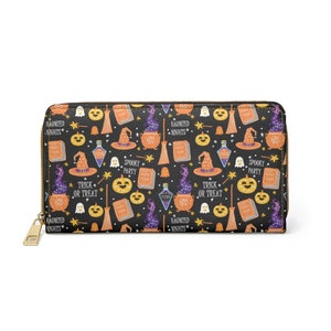 Halloween Print on Black Zipper Closure Wallet