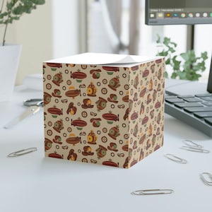 Steampunk Print Sticky Sheet Note Block Cube