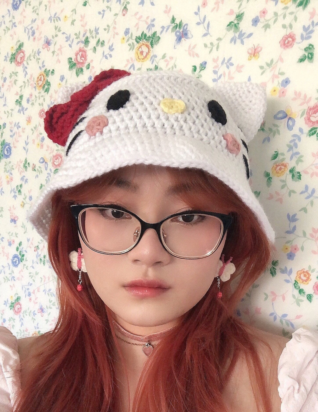 Crochet Hello Kitty Cat Sanrio Bucket Hat Matching Couple  display picture 1