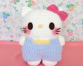 Crochet Sanrio Hello Kitty Cat Big Plushy Stuffy Kawaii Cute Amigurumi Gift