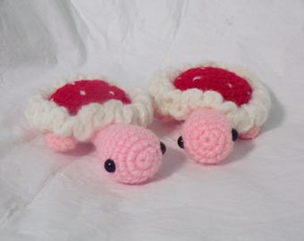Crochet Amigurumi Baby Turtle Plushie: Pink Strawberry Theme