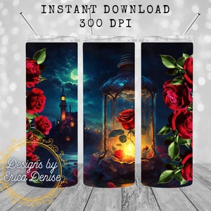 Beauty and the Beast -20 oz Skinny Tumbler Wrap Sublimation Design Sublimation PNG Designs Straight Tumbler Instant Download