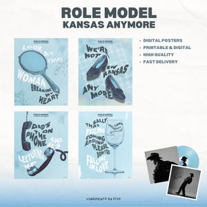 Pósters imprimibles de modelos a seguir / Arte del álbum Kansas Anymore, set de impresiones musicales estéticas, decoración de pared