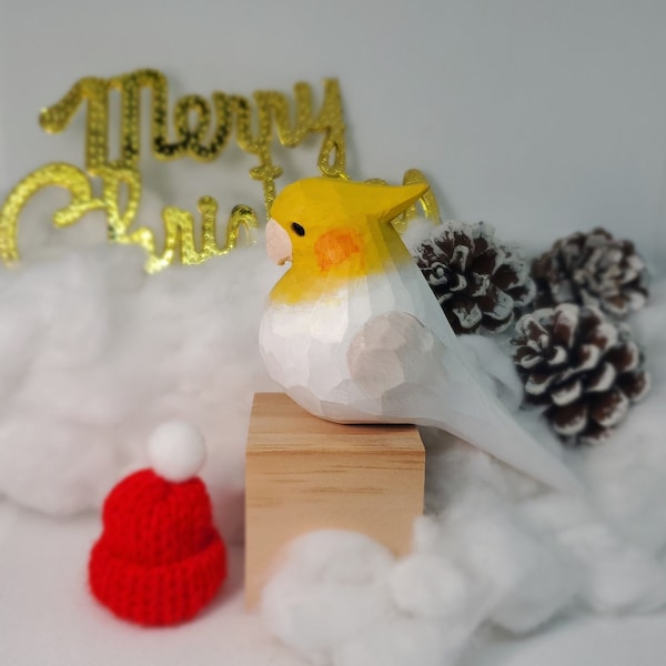 Cockatiel | Handmade Bird figurine for Home decor and painting art wood bird personalized gifts