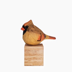 Northern Cardinal Bird Statue Wooden Hand Carved Painted Bird Ornaments image 6