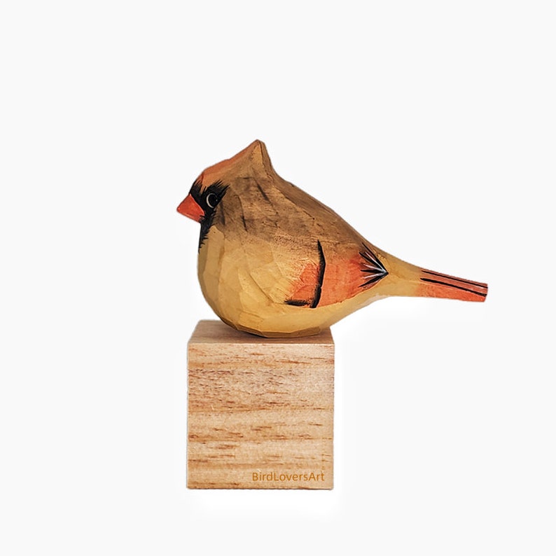 Northern Cardinal Bird Statue Wooden Hand Carved Painted Bird Ornaments image 7