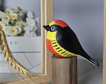 Yellow-fronted Woodpecker Figurine, Hand-Painted Artistry, Bird Lover's Treasure, Sustainable Home Décor