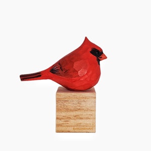 Northern Cardinal Bird Statue Wooden Hand Carved Painted Bird Ornaments image 4