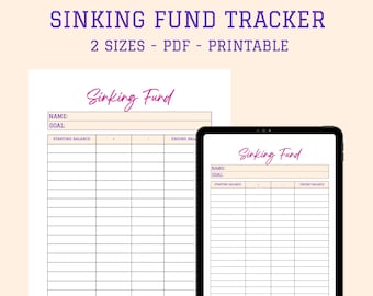 Sinking Funds Tracker PDF, Sinking Funds Template, Sinking Funds Challenge, Sinking Fund Planner, Sinking Fund Printable,