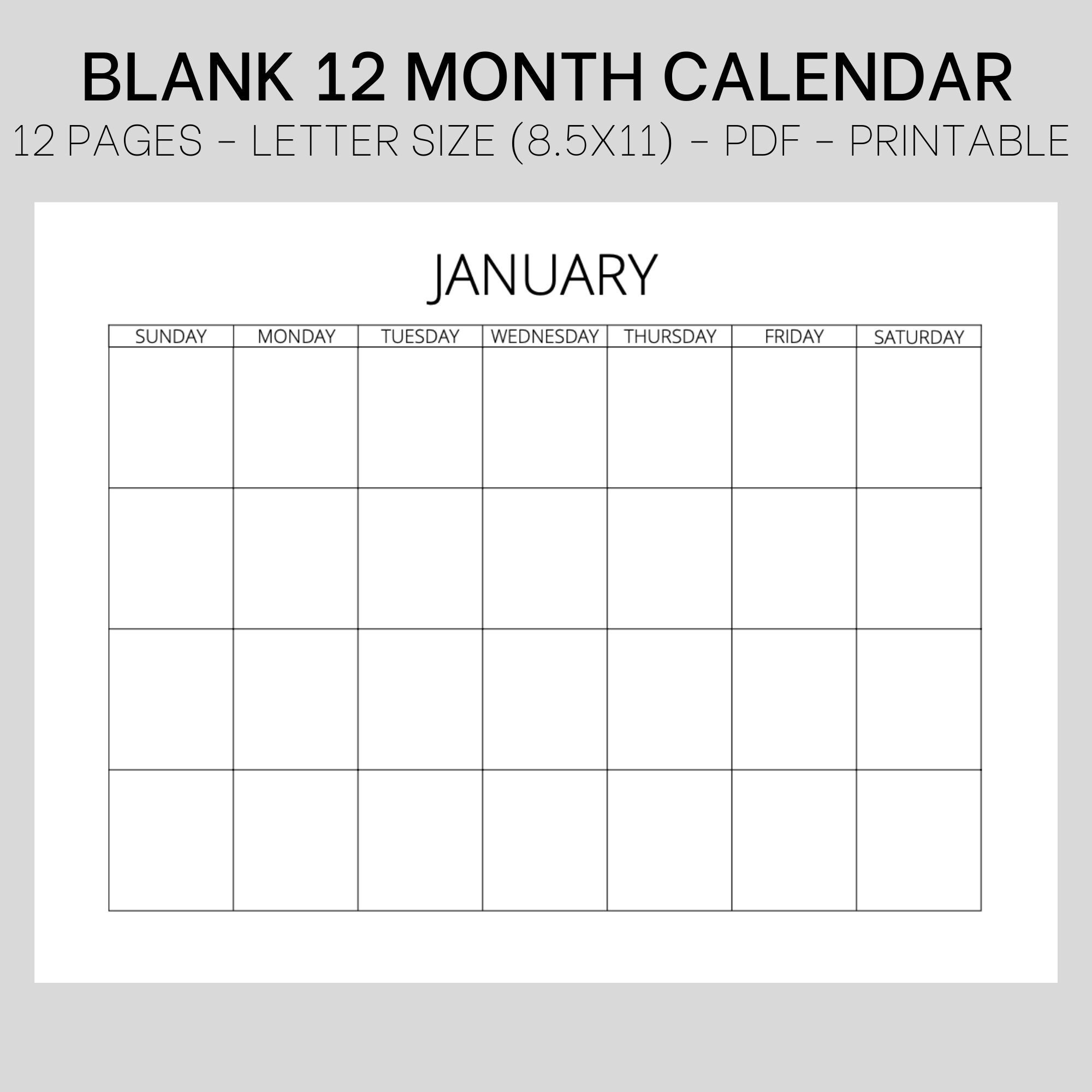 calendar calendar template calendar printable blank etsy
