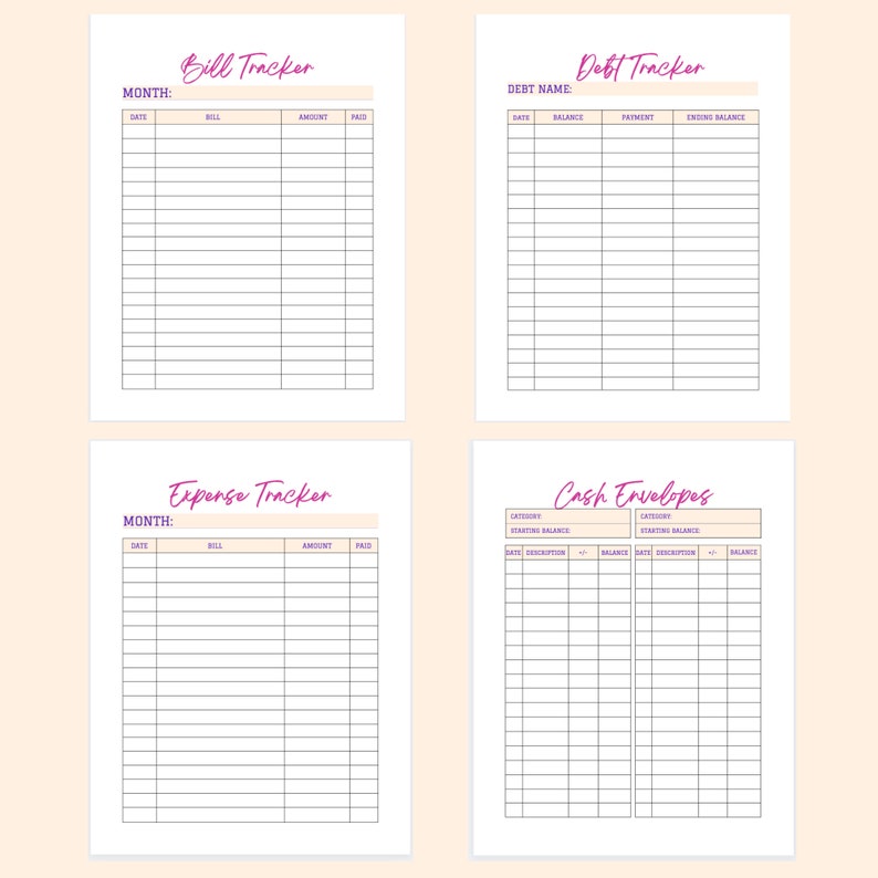 Monthly Financial Planner Template, Printable 30 Pages Money Tracker ...