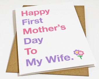 Happy First Mother's Day To Wife - Mother's Day Card For Wife,  New Mom, Husband To Wife Mother's Day Card