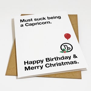 Carte d'anniversaire Capricorne sarcastique - Capricorne à ne pas manquer, carte d'anniversaire et carte de Noël tout-en-un
