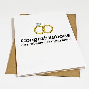 Carte de félicitations de mariage humour sarcastique Couple juste marié, carte de félicitations pour elle, carte de fiançailles pour ami, soeur, cousin,