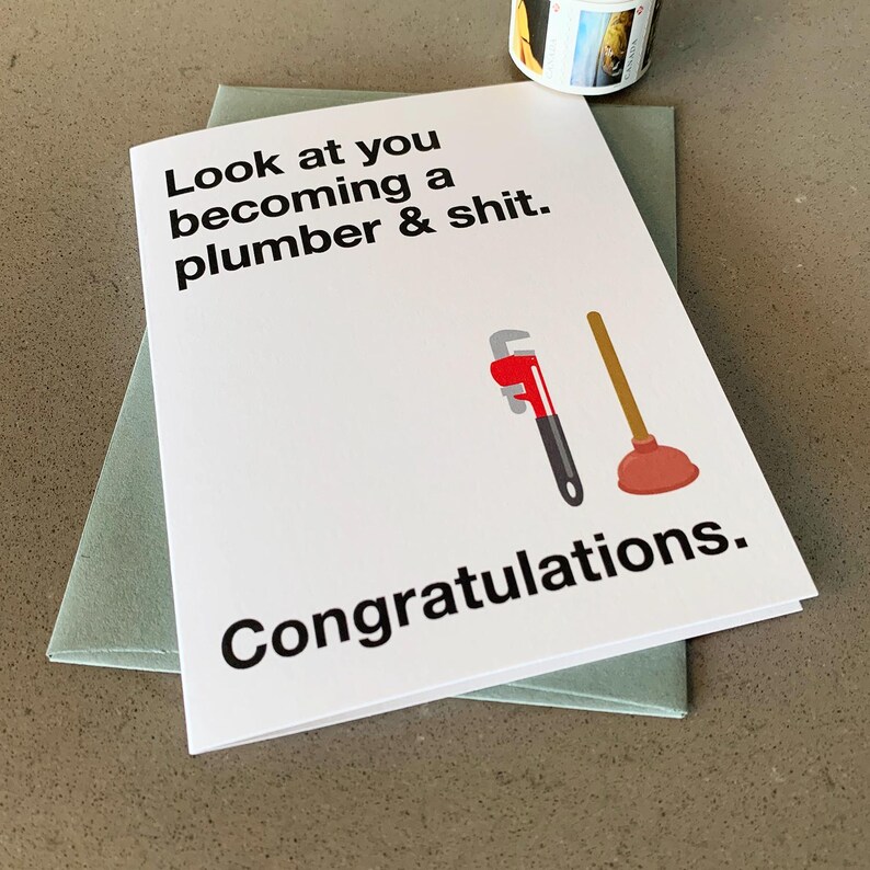 Funny Plumber Graduation Card: Plumbing School Congrats image 2