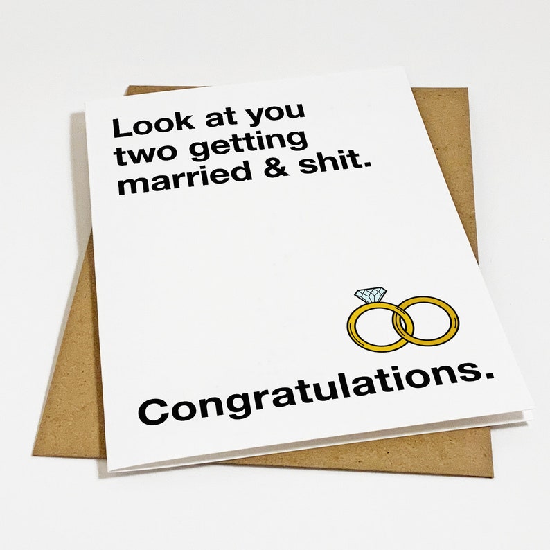 Funny Marriage Congratulations Card Newly Wed Couple, Congrats Card For The Bridge & Groom, Funny Engagment Card For Friend, Sister, Cousin, image 1