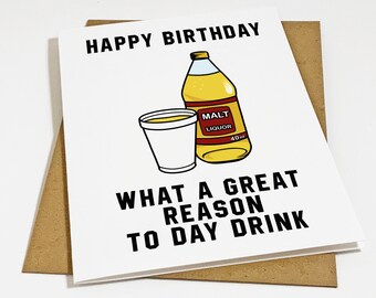 Day Drinking Birthday Card - Broke Student Birthday - Witty Birthday Card