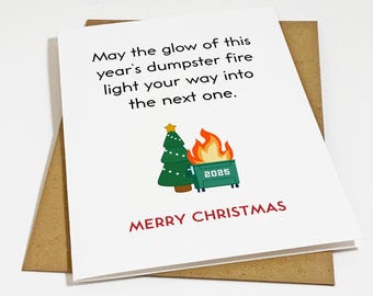 Funny Christmas Cards Pack: 'Glowing Dumpster Fire' - Sarcastic Holidaying Greeting For Office & Co-Workers