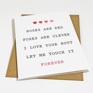 Funny Poem Anniversary Card For Boyfriend, I Love You Butt Anniversary Cards For Him, I Love You Card, Wedding Anniversary Card