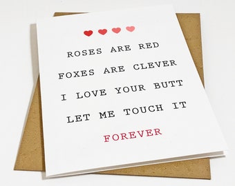 Funny Poem Anniversary Card For Boyfriend, I Love You Butt Anniversary Cards For Him, I Love You Card, Wedding Anniversary Card