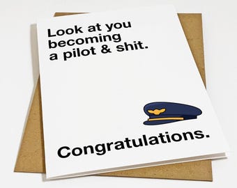 Pilot Graduating Card, Pilot License Greeting Card - Commercial Pilot License Graduate, Flight Training Congratulations Card