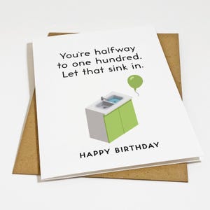 Laissez couler dans la carte d'anniversaire, salutation drôle de 50e anniversaire - cartes d'humour grossier pour papa, frère, carte d'anniversaire pour lui
