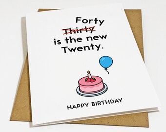 Funny Birthday Card For 40th Birthday - Forty Is The New Twenty - Funny Birthday Card For Husband, Best Friend