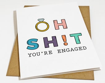 Funny Congratulations Card For Newly Engaged Couple, Congrats Card For Her, Newly Married, Engagment Card For Friend, Sister
