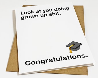 Funny Graduation Card For New College Graduate - University Grad Card - Funny Congrats Card For Best Friend