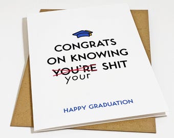 Funny Grammatical Error Graduation Card, Sarcastic Congratulations Greeting Card For New College Graduate, English Major Grad Card