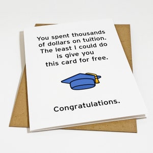 Expensive Tuition Graduation Card , Funny Graduation Card, Student Loans Grad Card, BFF Best Friends College Grad, Conratulations Gift Card