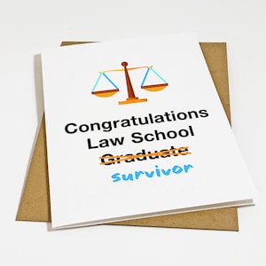 Carte de remise des diplômes de survivant de la faculté de droit, carte de remise des diplômes drôle pour diplômé de la faculté de droit, carte de félicitations pour le diplôme en droit