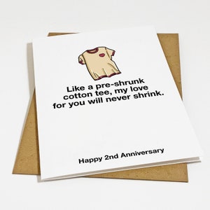 Carte de voeux d'anniversaire de 2e an, anniversaire de jeu de mots terriblement génial pour petite amie ou femme - voeux d'anniversaire en coton