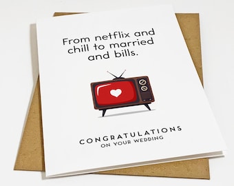 Married And Bills Wedding Day Greeting Card For Newly Married Couple, Funny Wedding Card For Pop Culture Card