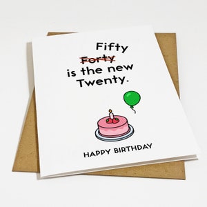 Carte d'anniversaire drôle pour 50e anniversaire - Cinquante ans, c'est vingt - Carte d'anniversaire drôle pour mari, meilleur ami