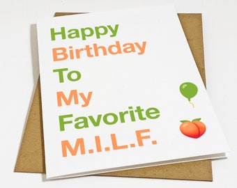 MILF Birthday Day Card - Funny Birthday Card For Wife - Woman In Your Life - Gift For Her