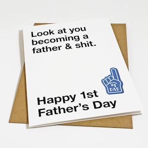 Carte de fête des pères pour nouveau papa - Première carte de voeux pleine d'esprit pour la fête des pères pour nouveau papa, carte-cadeau papa pour jeune papa