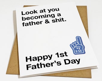New Dad Father's Day Card - Witty First Fathers Day Greeting Card For New Dad, Daddy Gift Card For Young Dad