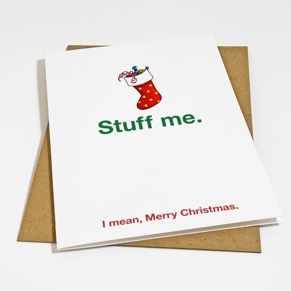 Carte de Noël Stuff Me, carte de joyeuses fêtes drôle pour petit ami, cadeau de Noël humour coquin pour mari, carte pour lui