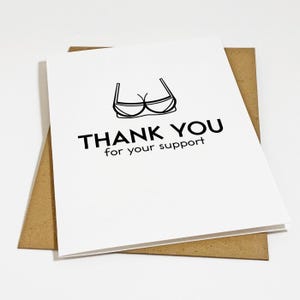 Carte de remerciement amusante pour amis, carte de voeux pour soutien-gorge pour soeur, carte de remerciement simple pour votre soutien