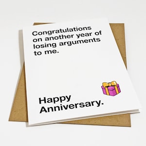 Carte d'anniversaire de mariage pour mari, carte de voeux d'anniversaire de mariage sarcastique de la part d'une femme