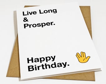 Funny Sci-Fi Birthday Card - Live Long And Prosper - Birthday Salute