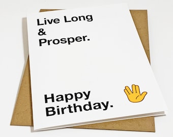 Funny Sci-Fi Birthday Card - Live Long And Prosper - Birthday Salute