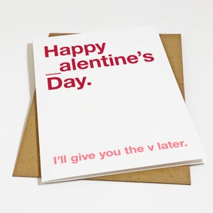 Carte de Saint-Valentin coquine pour petit ami - Carte-cadeau torride pour la Saint-Valentin pour mari - Joyeuse Saint-Valentin, je vous donnerai le V plus tard