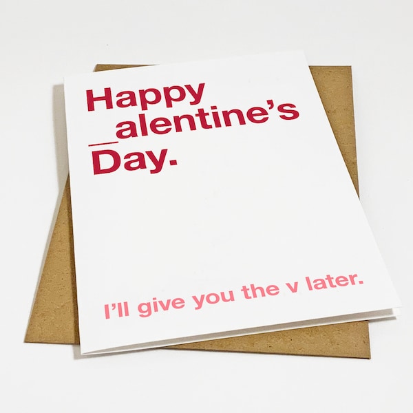 Funny Valentine's Day Card For Boyfriend - Card For Husband - Happy Valentine's Day I'll Give You The V Later