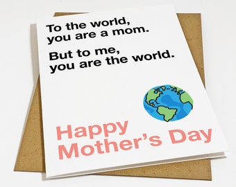 You Mean The World To Me - Sweet Mother's Day Card - Adorable Mothers Day Card For Wife - Woman In Your Life - Gift For Her